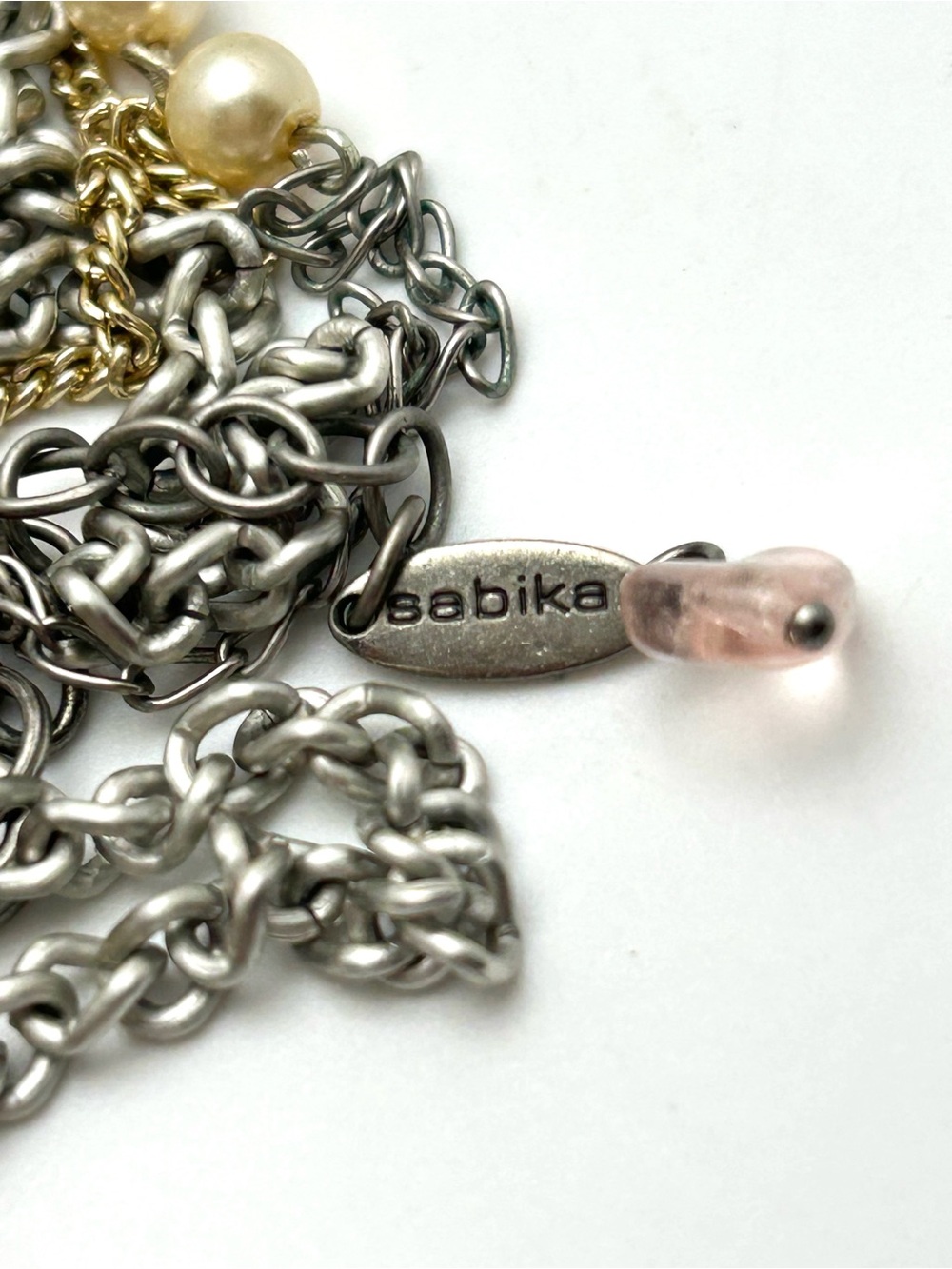Sabika Three- Strand Pearl and Chain Necklace Summer 2019 - Picture 3 of 4
